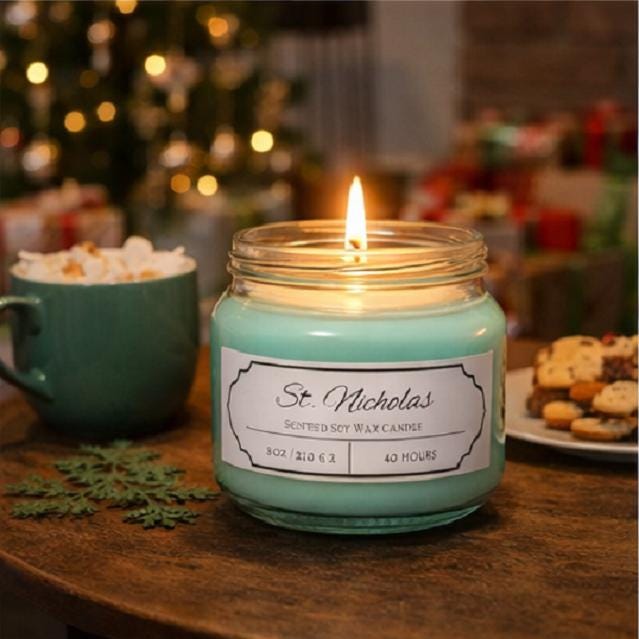 St. Nicholas Pine Needle Candle – 8 oz Soy Mason Jar (40+ Hour Burn)