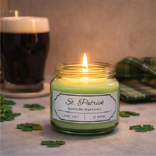 St. Patrick Rosemary Candle – 8 oz Soy Mason Jar (40+ Hour Burn)