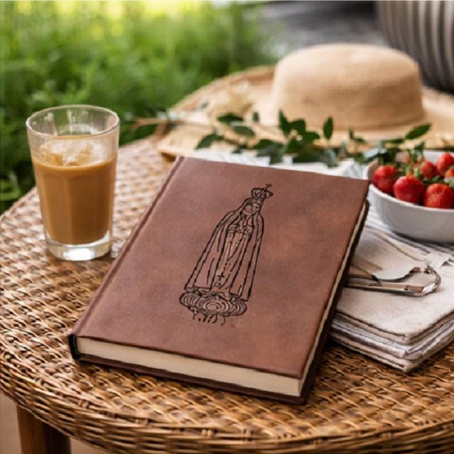 Our Lady of Fatima Leather Journal – Engraved Hardcover Leatherette (112 Page, 7" x 9.75")