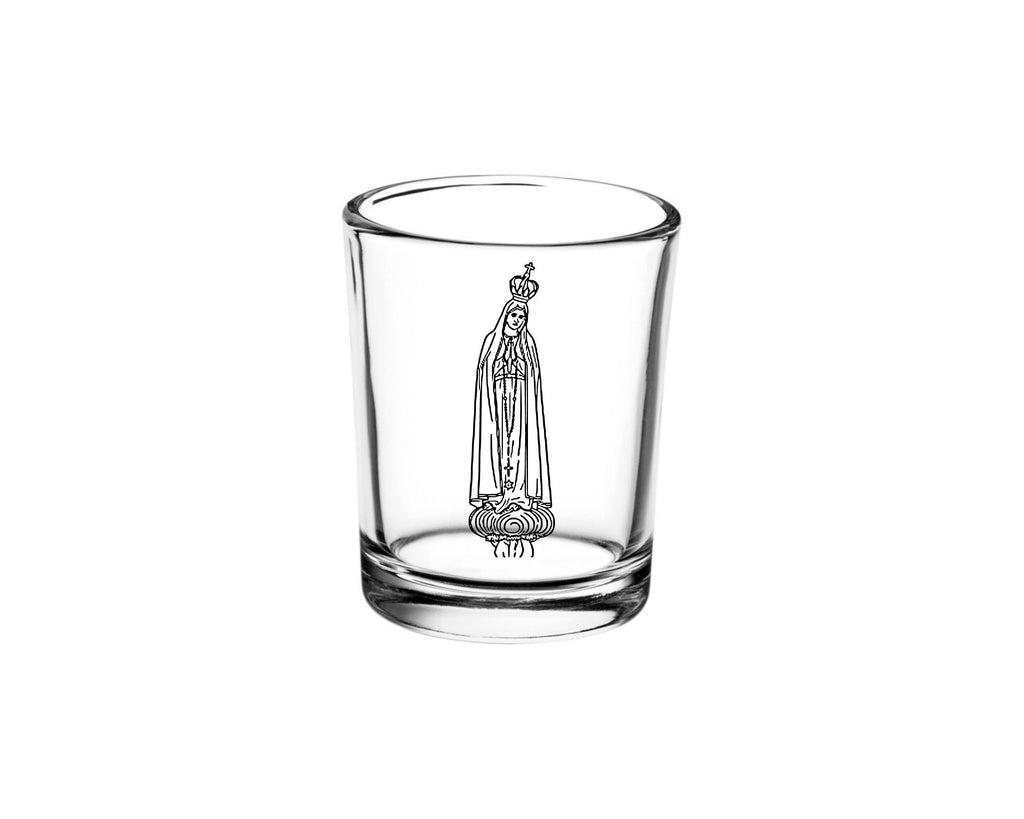 Our Lady of Fatima Glass Votive Holder