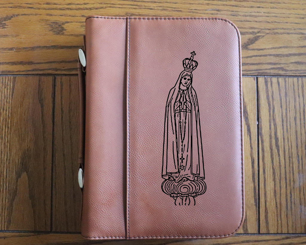 Our Lady of Fatima Bible Cover – Small Engraved Leatherette (6.75” x 9.25”)