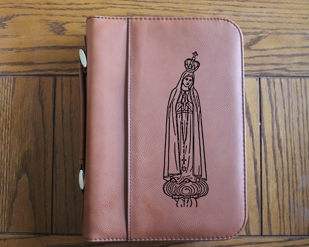 Our Lady of Fatima Bible Cover – Engraved Leatherette (7.5” x 10.75”)