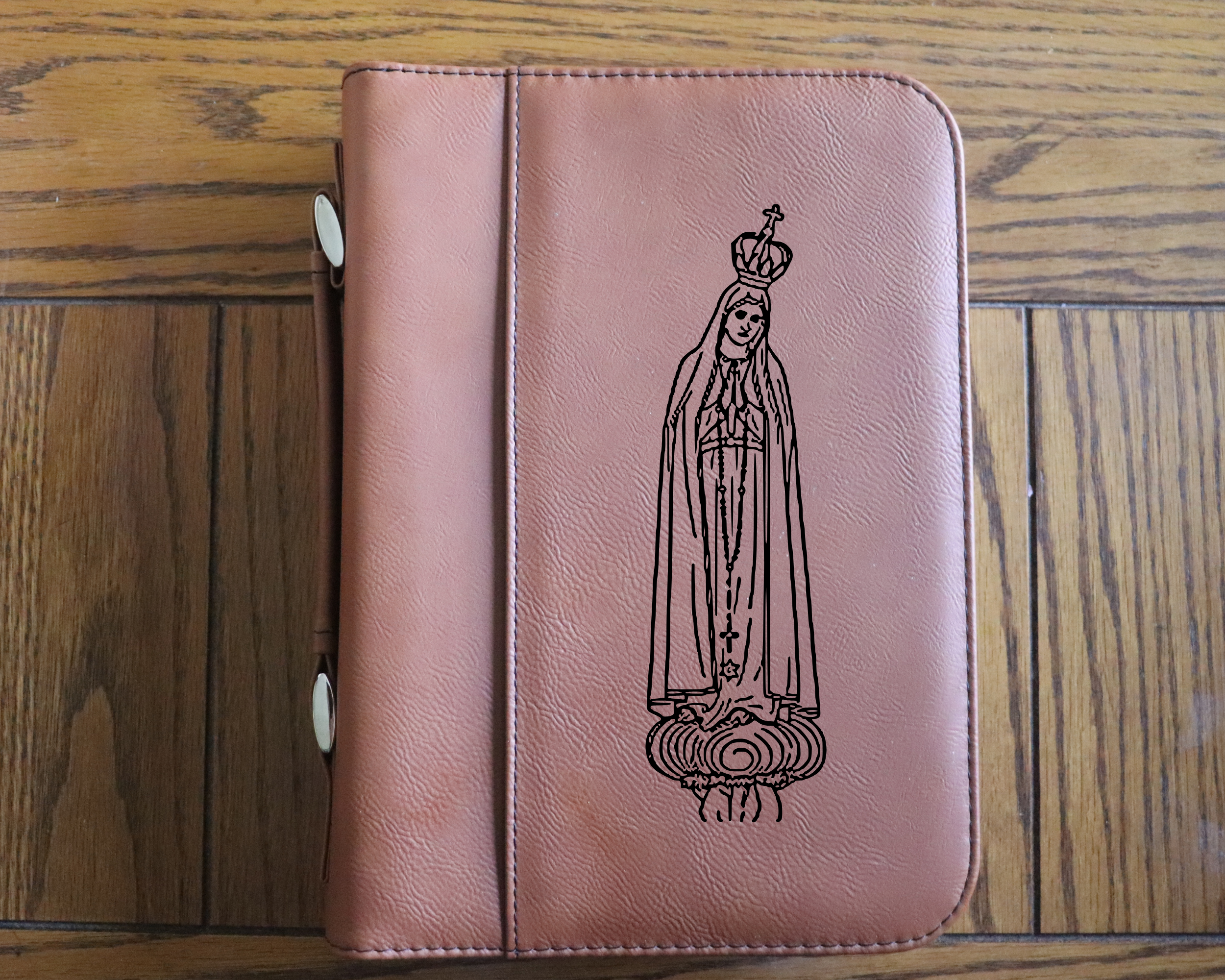 Our Lady of Fatima Bible Cover – Engraved Leatherette (7.5” x 10.75”)