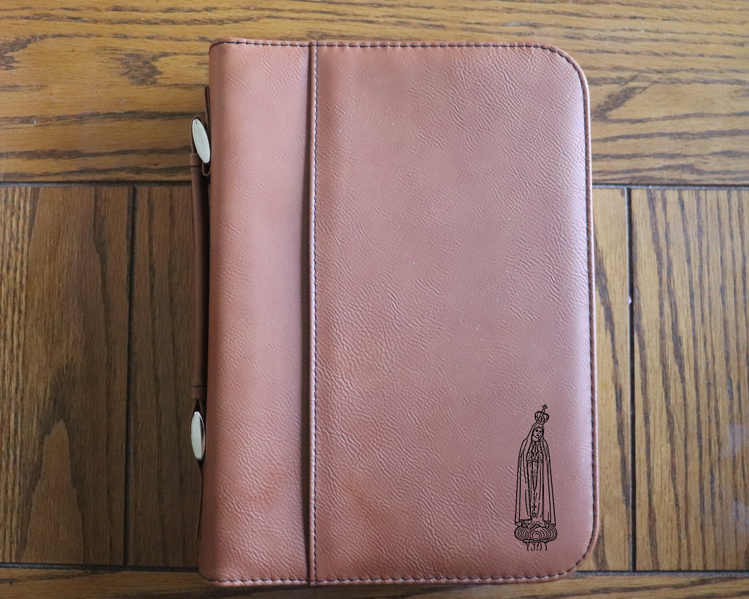 Our Lady of Fatima Bible Cover – Engraved Leatherette (7.5” x 10.75”)
