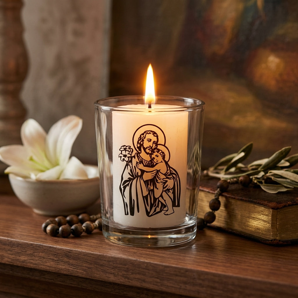 St. Joseph Saint Glass Votive Holder