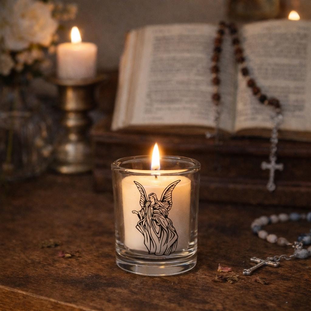 Guardian Angel Clear Votive Holder