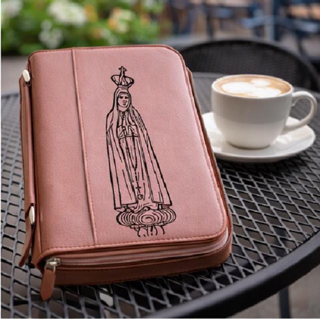 Our Lady of Fatima Bible Cover – Engraved Leatherette (7.5” x 10.75”)