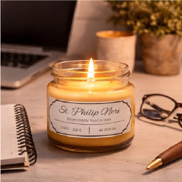 St. Philip Neri Sweet Orange Candle – 8 oz Soy Mason Jar (40+ Hour Burn)