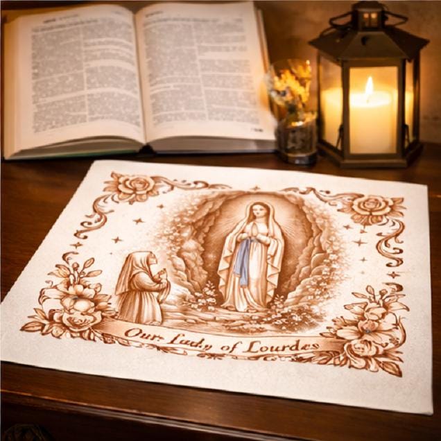Our Lady of Lourdes Mini Altar Cloth