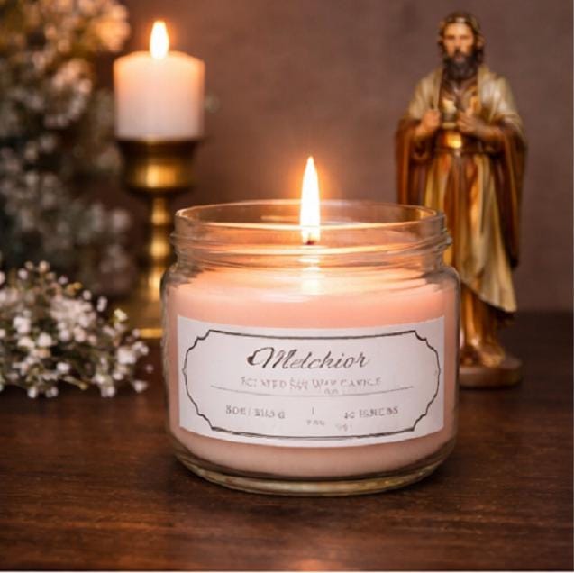 Melchior Frankincense Candle – 8 oz Soy Mason Jar (40+ Hour Burn)