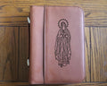 Our Lady of Lourdes Bible Cover – Small Engraved Leatherette (6.75” x 9.25”)